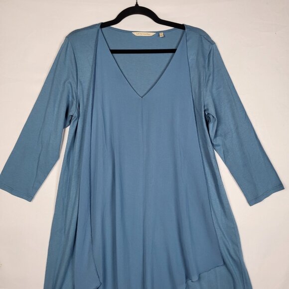 Soft Surroundings Dress Women's Medium Blue Asymmetric Flowy Long Sleeve Classic - Picture 3 of 9